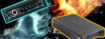 A cold icy hand and a radio on one side and a fire and amplifier on the other